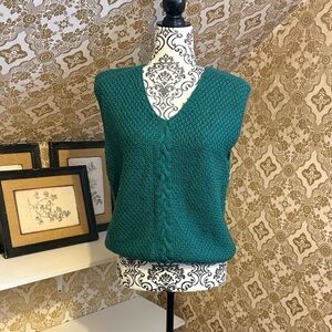 Vintage Green 100% Wool Sleeveless Sweater